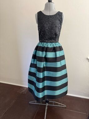 Anthropologie Leifsdottir sequin blue & black stripe dress